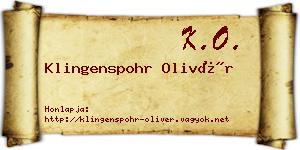 Klingenspohr Olivér névjegykártya